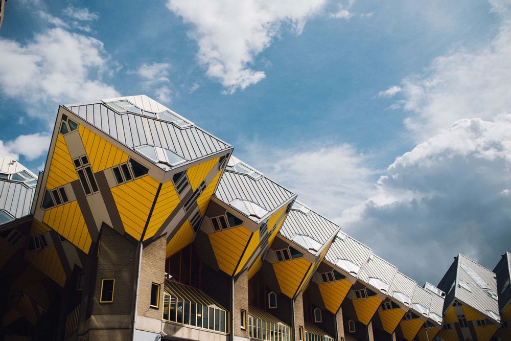 Rotterdam's yellow cube houses in the Netherlands.